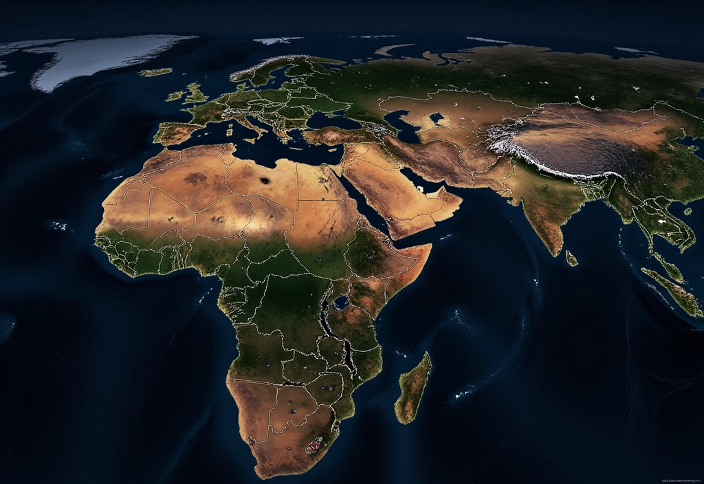 Prompt: africa map at night