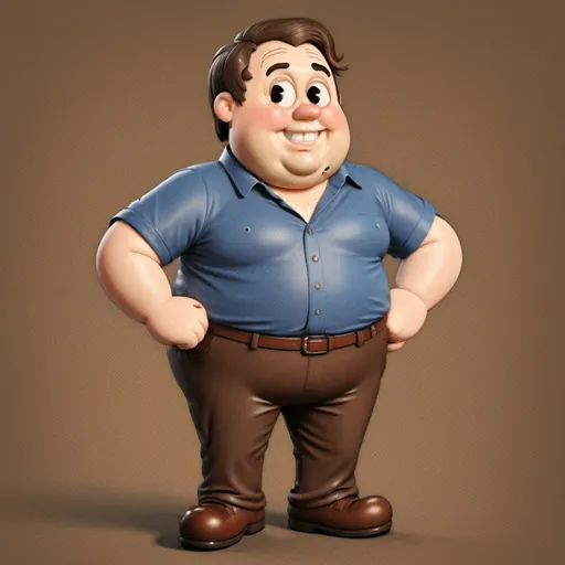 Prompt: Male caucasian overweight brown hair dressed smart casual 
