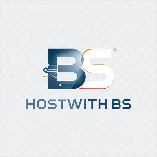 Prompt: Create a sleek, modern logo for a web hosting company named 'BS' with the domain 'hostwithbs.com'. The logo should convey boldness, reliability, and technology. Incorporate the letters 'BS' as the central element, using a clean, sans-serif font or a stylized geometric design. Use a color palette of deep blue (for trust and tech), vibrant orange or red (for energy and boldness), and accents of white or silver (for modernity). Include subtle tech-inspired elements like circuit lines, a globe, or a server node to represent web hosting, but keep it minimalist and scalable for business cards, websites, and favicons. The logo should feel confident, professional, and memorable, avoiding any cliché or overly complex designs. Ensure the design is versatile for both digital and print use, with a transparent background option.