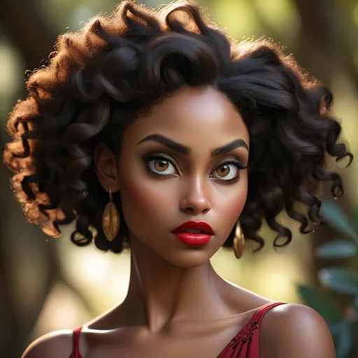 Prompt: "Ultra-realistic portrait of Zoe Amara Nyx, an Afro-Greek woman with glowing olive-toned skin and sculpted features. She has fierce, arched brows, almond-shaped deep brown eyes with bold black eyeliner, and full red lips. Her long black hair flows effortlessly, radiating elegance and mystery. Lighting is cinematic and moody, casting soft shadows across her high cheekbones and smooth complexion. Background is dark and blurred to accentuate her presence—she exudes divine femininity, strength, and timeless allure. Style: cinematic realism, hyperdetailed, beauty photography, 85mm lens, shallow depth of field, Vogue editorial style."
