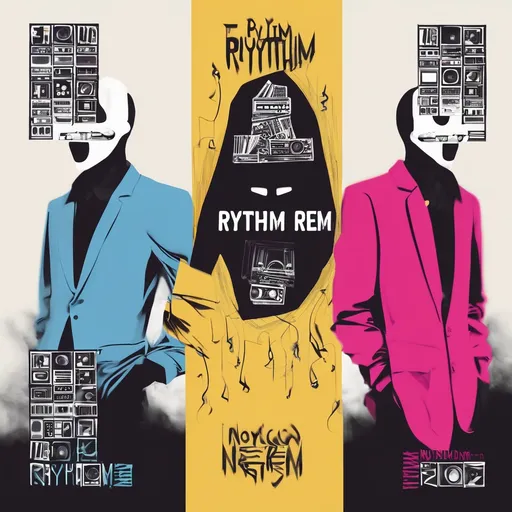Prompt: youtube channel banner for rhythm & rem just words no faces 
