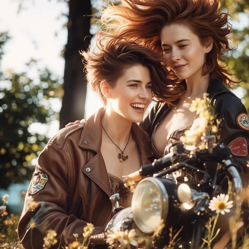 Prompt: what a great pair of women to enter into and enjoy the ride on the backside 