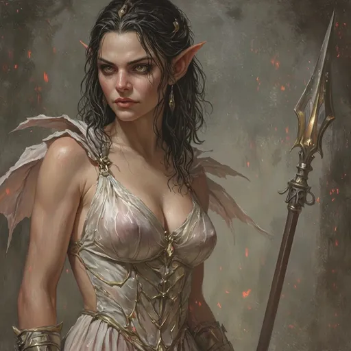 Prompt:  evil goblin queen , commanding the goblin army 