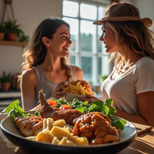 Prompt: Woman is cooking a meal for her friend 