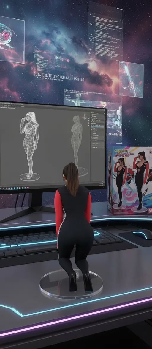 Prompt: Show figure on all fours from back