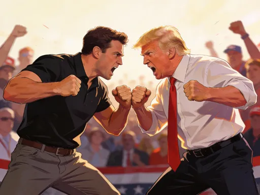 Prompt: charlie kirk and donald trump ready to fight