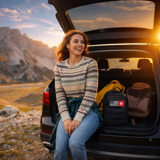 Prompt: Take this picture and make it a bluer sky at almost sunset and bring the lighting from the right