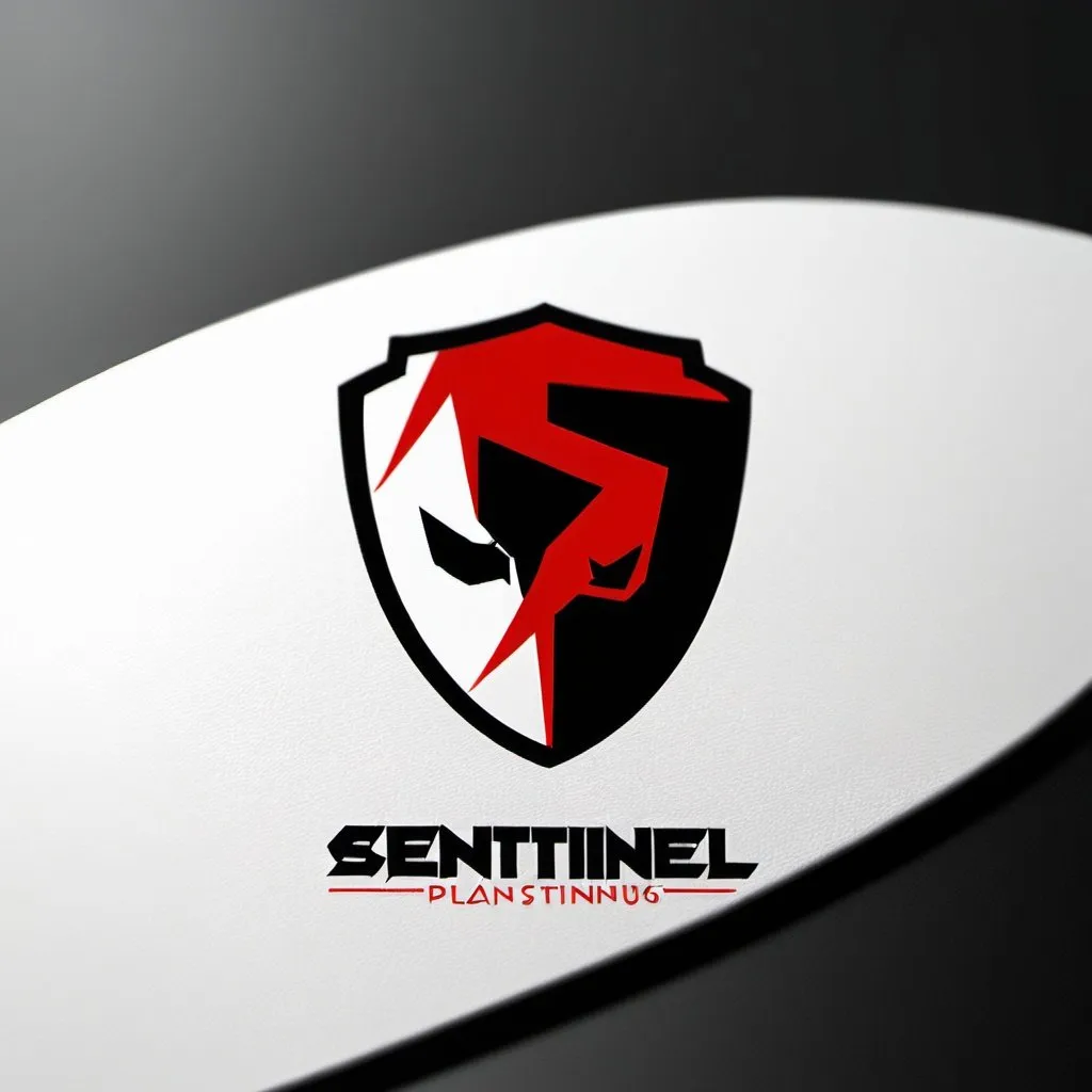 Prompt: Simple yet good looking logo That can include atleast 2 letters from the word SENTINEL, should have a sleek design and be a color scheme of red, black and/or white or it can be any other color that is chosen