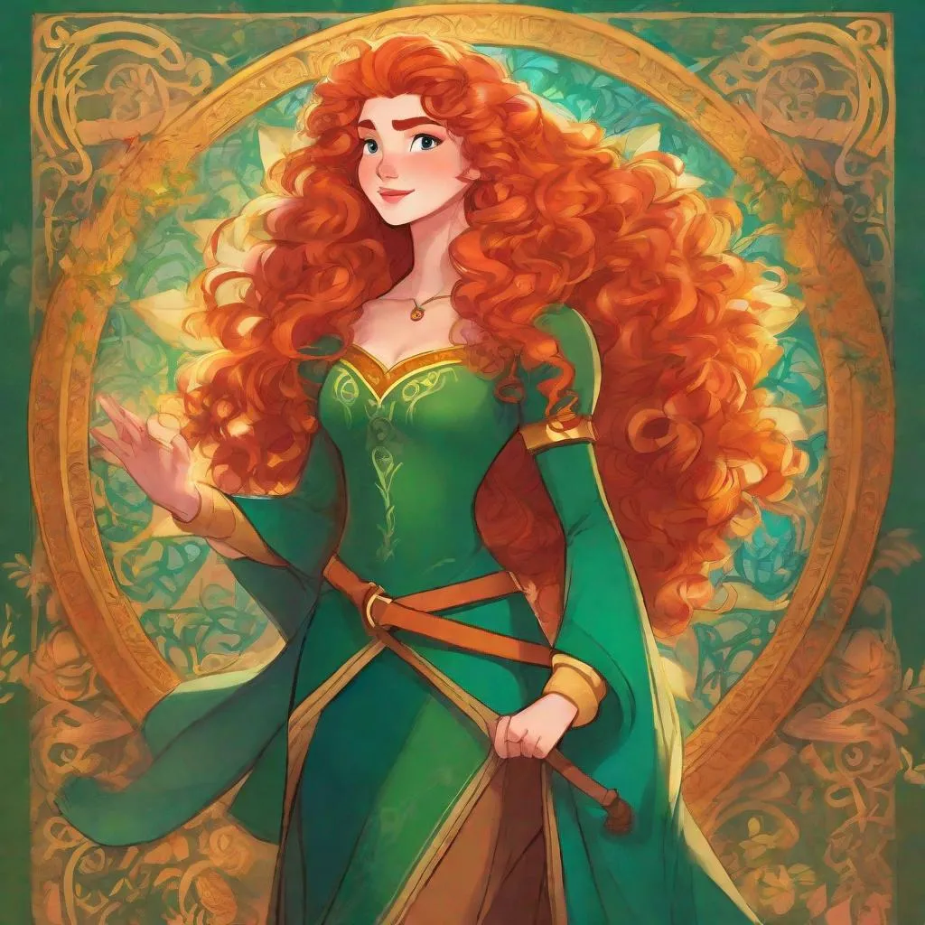 Prompt: 1woman, vivid, super detailed, Merida Disney princess, full body, perfect hands