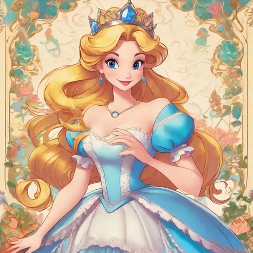 Prompt: 1woman, vivid, super detailed, Alice Disney princess, full body, perfect hands