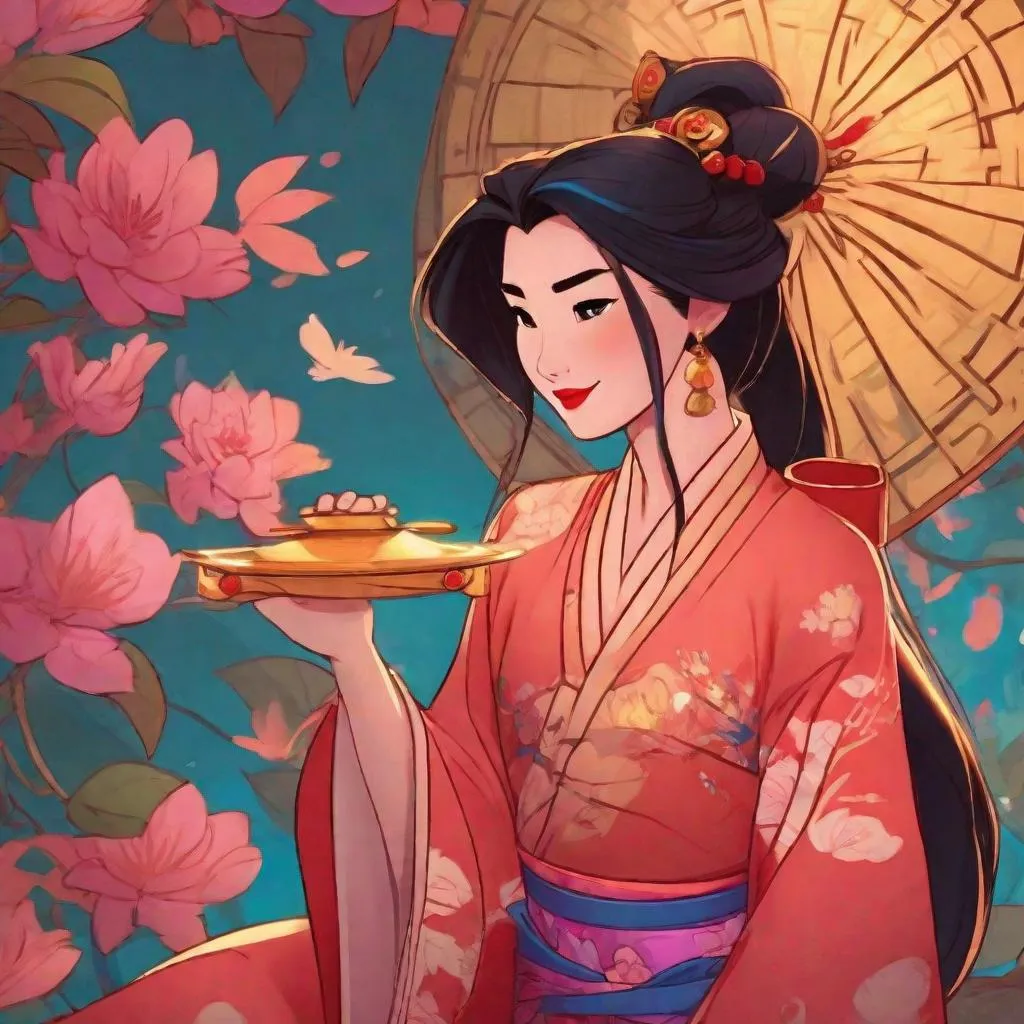 Prompt: 1woman, vivid, super detailed, Mulan Disney princess, full body, perfect hands