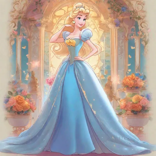 Prompt: 1woman, vivid, super detailed, Cinderella Disney princess, full body, perfect hands