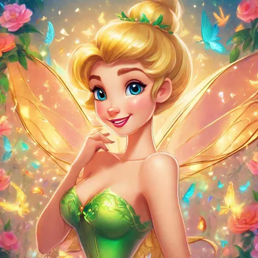 Prompt: 1woman, vivid, super detailed, Tinkerbell Disney princess, full body, perfect hands