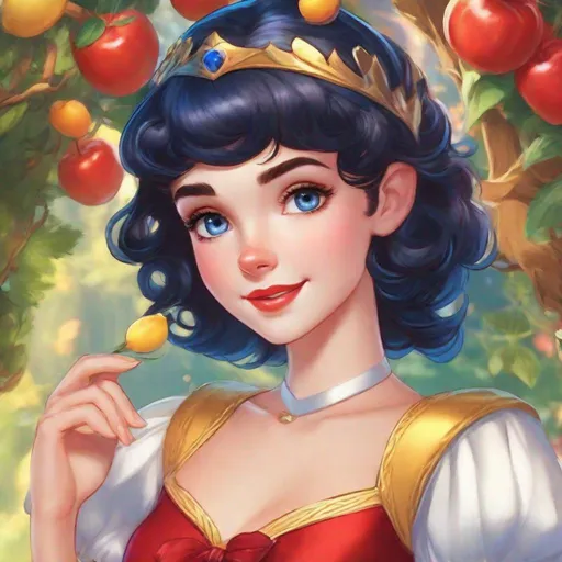 Prompt: Vivid, super detailed, full body, Full color, super attractive, Disney Snow White as young elf girl, princess, short black hair, pixie cut, sweet, cute, caring, smiling, expressive blue eyes, perfect hands