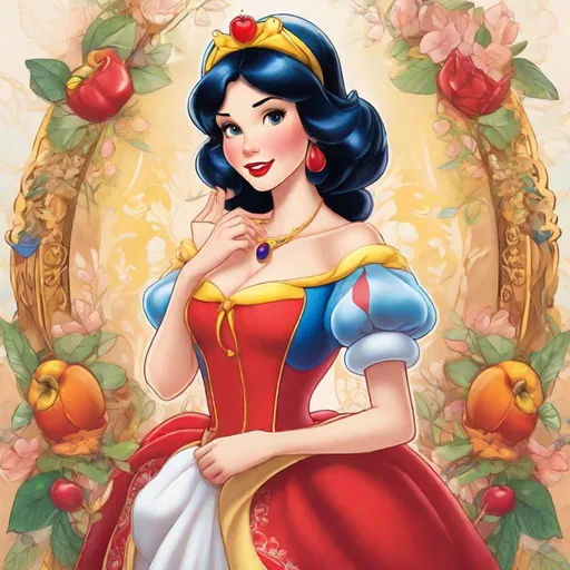 Prompt: 1woman, vivid, super detailed, Snow White Disney princess, full body, perfect hands