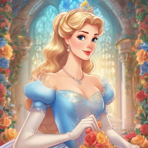 Prompt: 1woman, vivid, super detailed, Cinderella Disney princess, full body, perfect hands