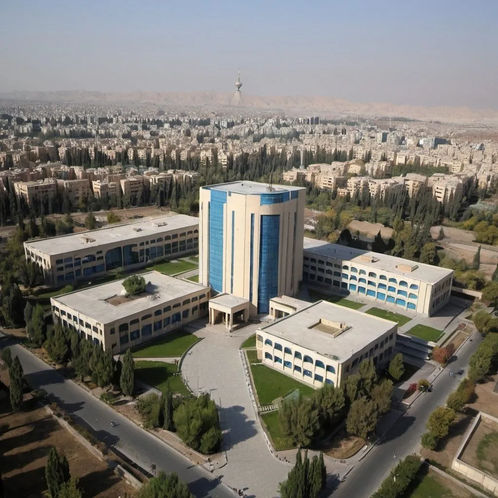 Prompt: Faculty of Management and Economics of Sharif University of Technology, with modern Iranian and Islamic architecture in Tehran