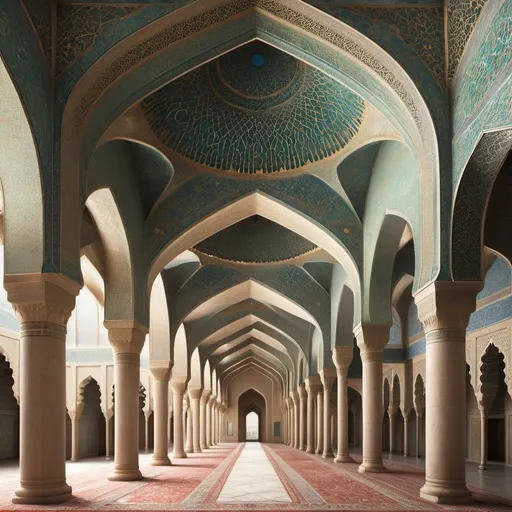 Prompt: Palace design of an Islamic government along with Iranian Islamic architecture in the early Islamic centuries