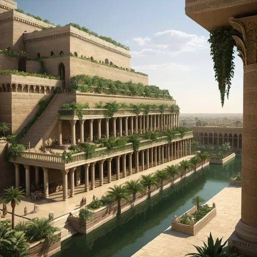 Prompt: An artistic image of the Hanging Gardens of Babylon