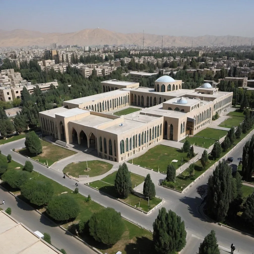 Prompt: Faculty of Management and Economics of Sharif University of Technology, with modern Iranian and Islamic architecture in Tehran