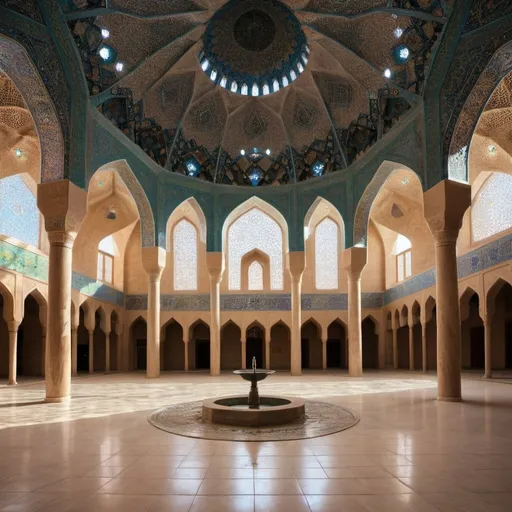 Prompt: School of Religious Sciences with very beautiful Iranian Islamic architecture