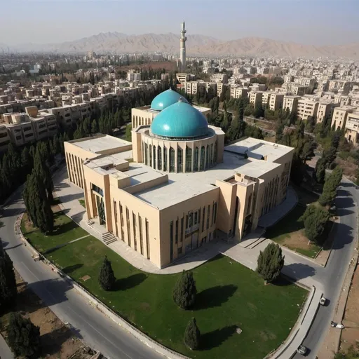 Prompt: Faculty of Management and Economics of Sharif University of Technology, with modern Iranian and Islamic architecture in Tehran