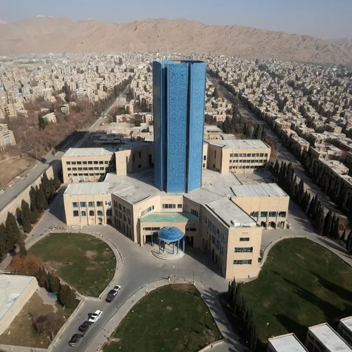 Prompt: Faculty of Management and Economics of Sharif University of Technology, with modern Iranian and Islamic architecture in Tehran