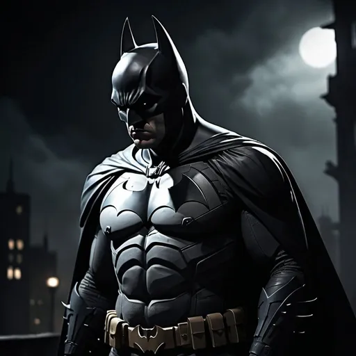 Prompt: 
“Create an image of Batman in a dark, brooding atmosphere.”