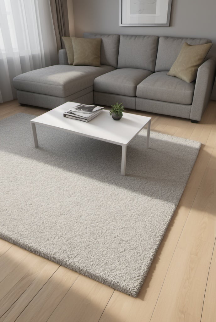 Prompt: simulate the placement of the uploaded carpet within a living room environment.