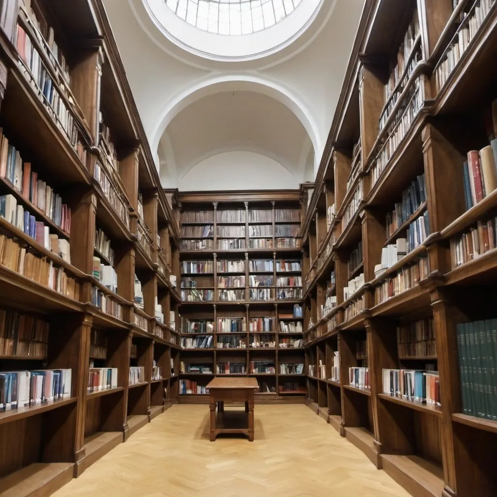 Prompt: Budynek Narodowej Biblioteki, z lewitującym napisem MONAR na ścianie frontowej