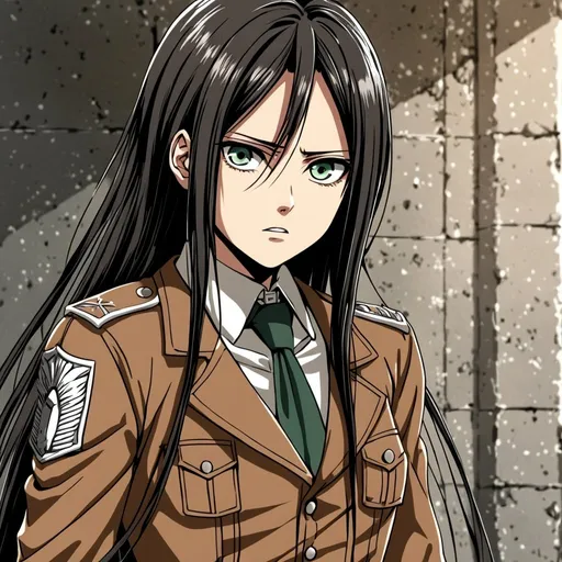 Prompt: anime, levi from attack on titan as a girl, detailed,long hair, charming, very detailed