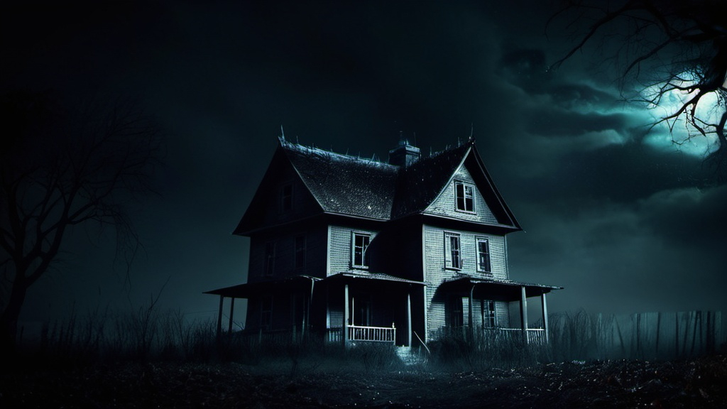 Prompt: A house in the darkness of the night, scary