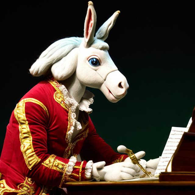 Prompt: space donkey as Mozart 