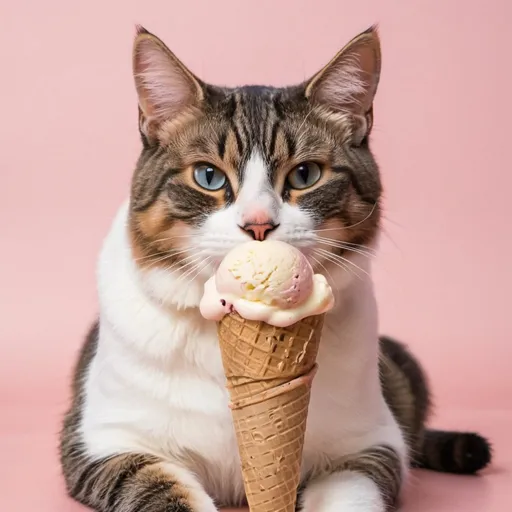Prompt: Cat and ice cream 