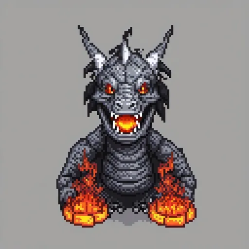 Prompt: Black scary dragon with fire within his mouth portrait 