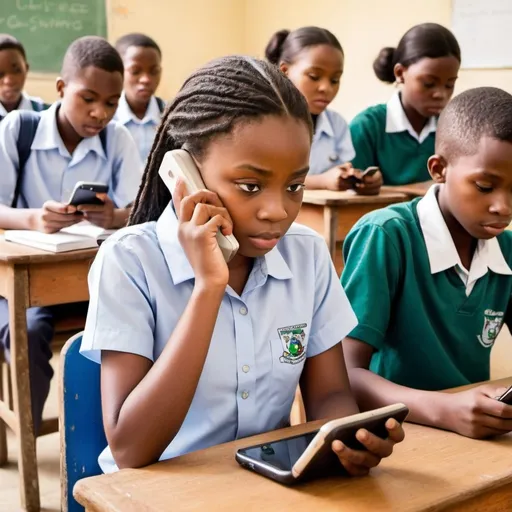 Prompt: Create a compelling graphical design for an advert using the following information:

"Beyond Bans: Transforming Cellphones from Distractions to Educational Tools"

Picture this: It's a typical day at Sunshine Secondary School in Lagos. Students are sneaking peeks at their phones during lessons. Teachers are struggling to keep attention. The head of school is overwhelmed with cyberbullying reports.

Sound familiar?

In today's connected world, a clear cellphone policy is no longer optional – it's essential.

At Lively Stones... Educational Consultancy, we specialize in crafting customized digital policies for secondary schools. Our experts will help you:

• Balance educational benefits with potential distractions
• Address cybersecurity and online safety concerns
• Empower teachers with effective management strategies
• Stay compliant with evolving regulations

Don't let technology challenges disrupt your students' education. Let's work together to create a cellphone policy that enhances learning and prepares your school for the future.
Contact Lively Stones... Educational Consultancy, Owerri today for a free consultation!
Email: consultlivelystones@gmail.com
Phone: 090-1515-5175
Empowering Nigerian schools in the digital era."

To enhance this advert visually, you might consider an image showing:
- A diverse group of Nigerian secondary school students using phones responsibly in a classroom setting
- A split image contrasting a chaotic classroom (without policy) and an orderly one (with policy)
- An infographic highlighting key statistics about cellphone use in Nigerian schools