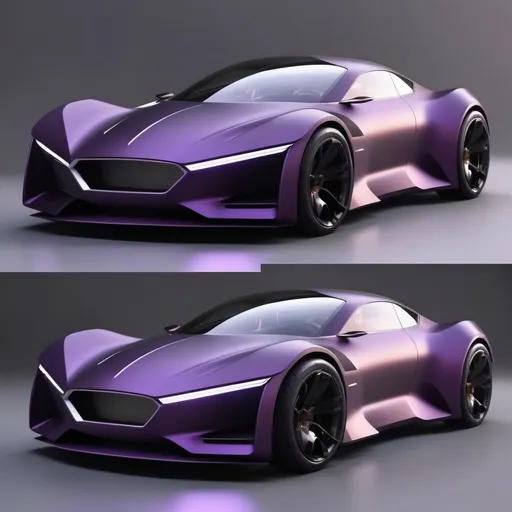 Prompt: Electric sports car concept, matte Dark purple with carbon fiber, simple and elegant bumper model But its shape is like an eagle spreading its wings , The headlights are like an eagle staring sharply, with a typical view of Indonesia