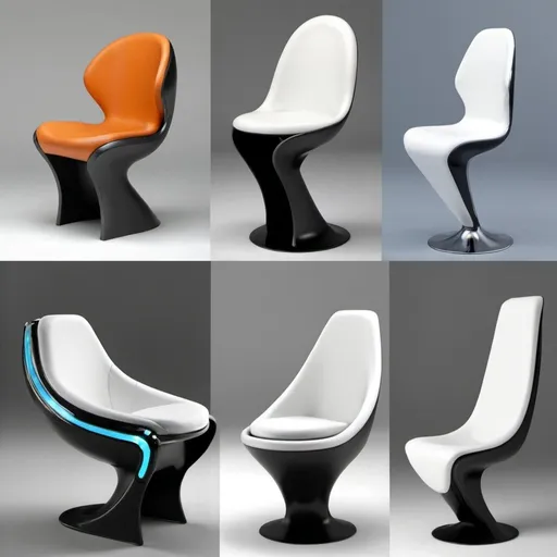 Prompt: various futuristic chair samples for a futuristic restaurant