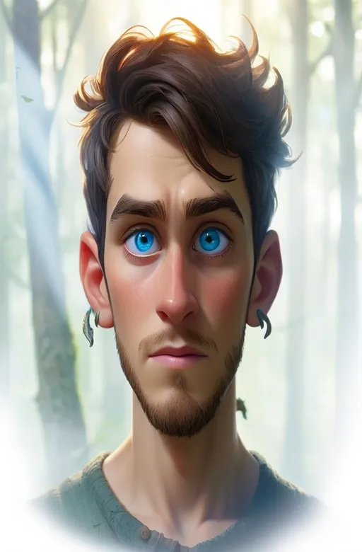 Prompt: Narrator:
In a quiet village surrounded by lush hills and whispering forests, lived a boy named Arian. He was twelve years old, curious, thoughtful — and different.

His striking blue eyes weren’t just beautiful — they held stories, secrets, and something ancient.

Scene 2: Whispers of the Old
The village elders often said,
"The boy with the eyes of fire and frost... he is destined for more."

Arian never understood what they meant. Until the day he found the box.

Scene 3: Discovery in the Woods
One afternoon, Arian wandered into the deep forest like he often did, following birdsong and hidden paths. But this time, something called to him.

Under a fallen tree, half-buried in moss, lay a small wooden box.

Inside was an old letter — written in a language no one used anymore.
But somehow... Arian could read it.

Letter (voiceover):
"If you are truly the chosen one, the light in your eyes will guide the way. Hidden in the heart of the forest is the Door of Truth."

Scene 4: The Journey Begins
That night, Arian couldn't sleep. The forest felt alive, as if waiting. Every evening, he returned, searching for the glowing path the letter spoke of.

Until one day — he found it.

Scene 5: The Door of Truth
A soft light shimmered between the trees. It led him to a secret cave, carved by time itself. At its entrance was a stone door with strange symbols.

As Arian stepped forward, the door responded to his gaze — slowly opening.

Inside lay an ancient book, its cover marked with glowing runes.

Book (voiceover):
"You are the bearer of a new dawn, Arian. Through you, truth, light, and balance will awaken again."

Scene 6: The Silent Guardian
From that day on, Arian became more than just a boy.

He became the silent guardian of the forest, protector of the hidden realm, and keeper of an ancient secret that only his blue eyes could unlock.