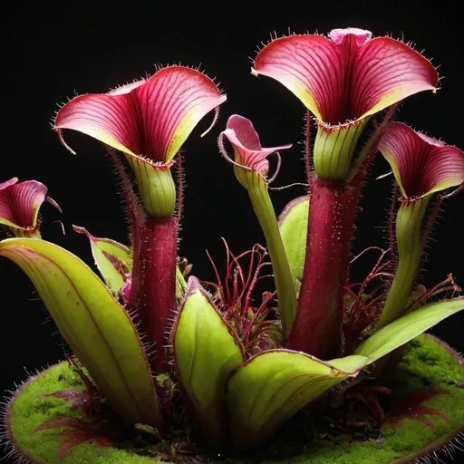 Prompt: angry aggressive vibrant carnivore plants and flowers, other world --v 6.0 --s 700 --style raw
