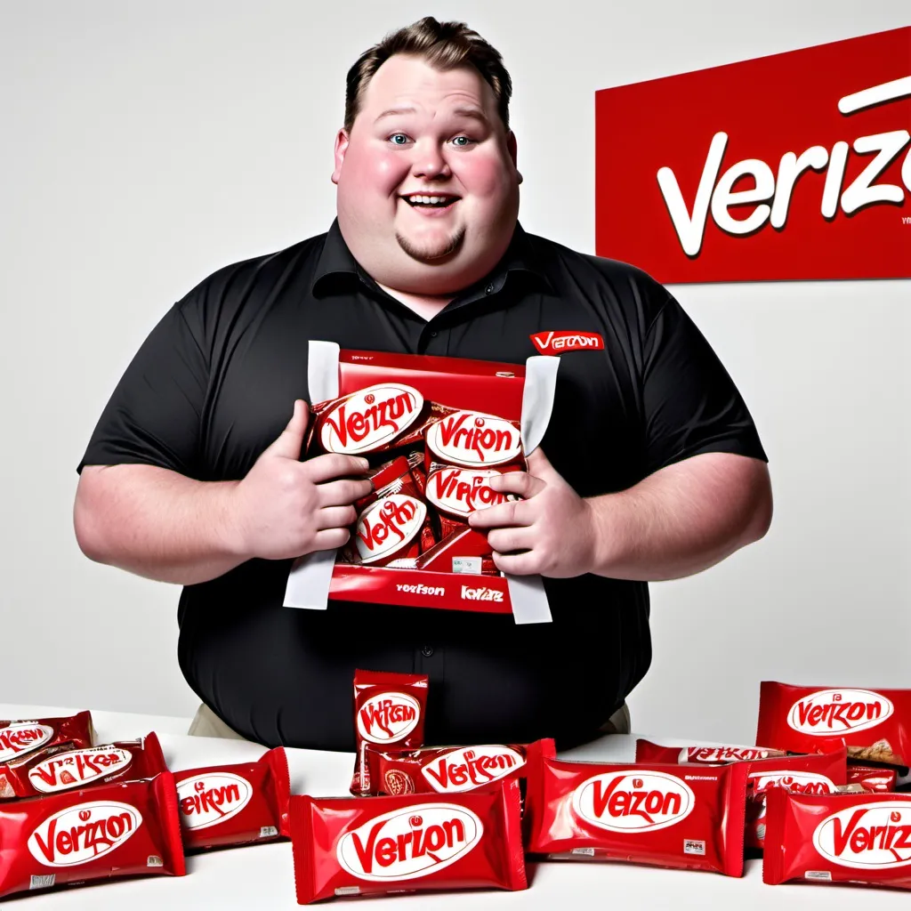 Prompt: fat guy named frank who works at verizon and loves kit kats and boys