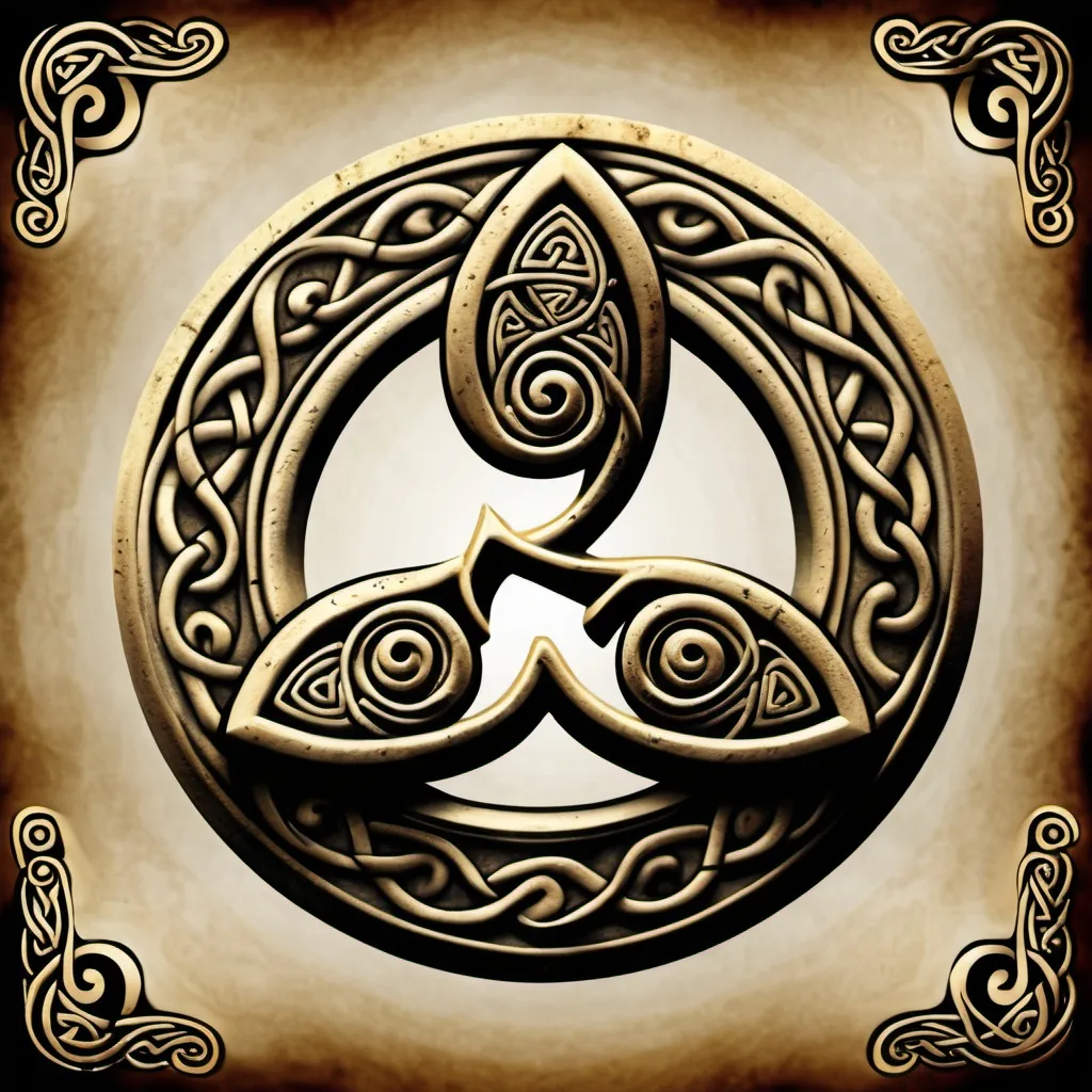 Prompt: triskele image banner for you tube channel with ancient Celtic style 2048 x 1152 pixels