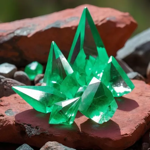 Prompt: cristales verdes que proyectan electricidad