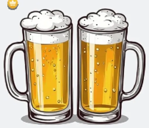 Prompt: two glasses of beer in a very simmilar quality and illustration style as in the refference picture
