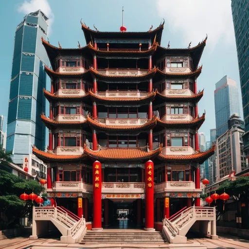 Prompt: A building with Chinese culture which is in Hong Kong

