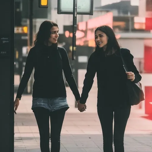 Prompt: Tall young woman walking down the high street, detailed clothing, realistic, natural lighting we are walking and cross each each other however, before we cross each other, she gives me a three second stare directly to my eyes, and she does a subtle smirk and looks away after that a black screen pops up with the words what would you do then the first image when we cross each other place again. The only difference is I ask her hi can you help me? Do you know where I can find a public supermarket? I’m not from around here. She smiles and accepts to help him and gives him instructions. She thinks for five seconds before letting him know then she gives him clear instructions. You have to walk three blocks down Harvey Avenue you make a right and you walk around 10 blocks. You’re gonna see it on the right hind side. And before she finishes, I let her know that she is very beautiful and I ask her for her number. She agrees I gave her my phone. She writes her number on my phone and I gave her a high five after that a black screen with a green checkmark and a chime sound.