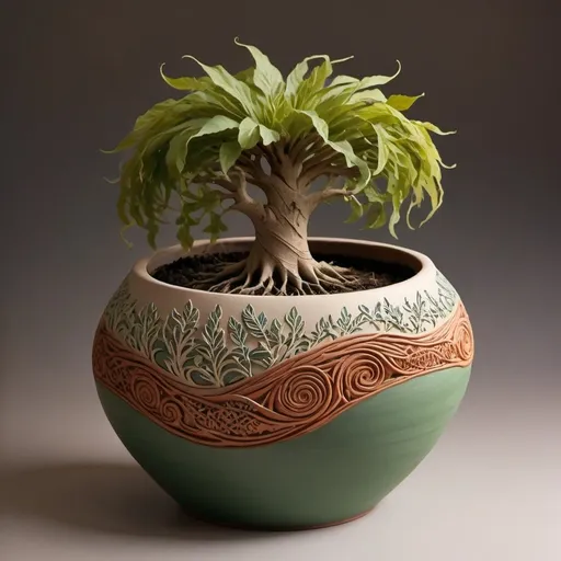 Prompt: Root props on Pot. No Background

