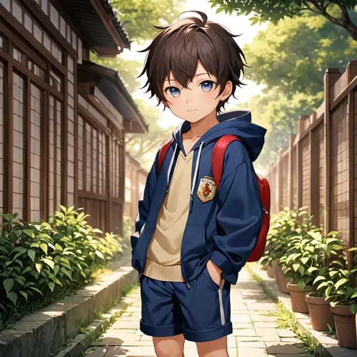 Prompt: A breathtaking masterpiece showcasing the best quality artistry, featuring the stunning portrayal of an elementary school boy with expressive eyes and a perfect face. The young boy, characterized as a shota, captivates the viewer's attention with his adorable appearance. Dressed in a cozy hoodie, comfortable shorts, and velcro shoes, he exudes an undeniable cuteness. The artwork beautifully captures the essence of his prepubescent charm, showcasing the innocence and joy of childhood. The attention to detail and craftsmanship in this piece make it an exceptional portrayal of a young, lovable child, leaving a lasting impression on all who behold it.