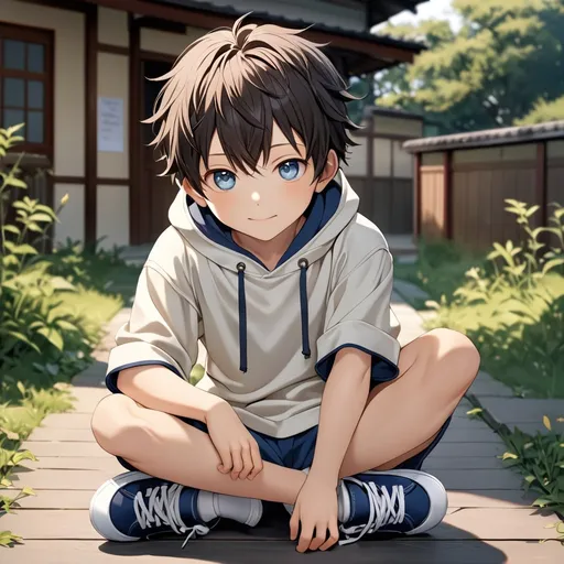 Prompt: A breathtaking masterpiece showcasing the best quality artistry, featuring the stunning portrayal of an elementary school boy with expressive eyes and a perfect face. The young boy, characterized as a shota, captivates the viewer's attention with his adorable appearance. Dressed in a cozy hoodie, comfortable shorts, and velcro shoes, he exudes an undeniable cuteness. The artwork beautifully captures the essence of his prepubescent charm, showcasing the innocence and joy of childhood. The attention to detail and craftsmanship in this piece make it an exceptional portrayal of a young, lovable child, leaving a lasting impression on all who behold it.
