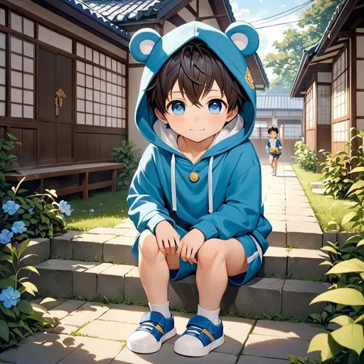 Prompt: A breathtaking masterpiece showcasing the best quality artistry, featuring the stunning portrayal of an elementary school boy with expressive round eyes and a perfect face. The young boy, characterized as a shota, captivates the viewer's attention with his adorable appearance. Dressed in a cozy hoodie, comfortable short shorts, and velcro shoes, he exudes an undeniable cuteness. The artwork beautifully captures the essence of his prepubescent charm, showcasing the innocence and joy of childhood. The attention to detail and craftsmanship in this piece make it an exceptional portrayal of a young, lovable child, leaving a lasting impression on all who behold it. 